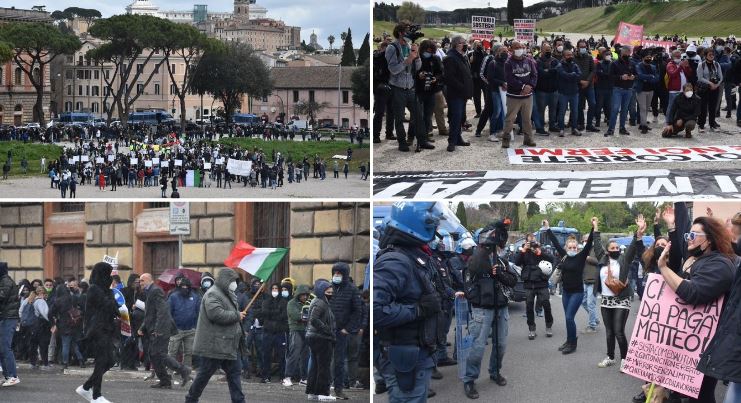 İtalya'da Kovid-19 tedbirlerine yönelik protestolar devam ediyor